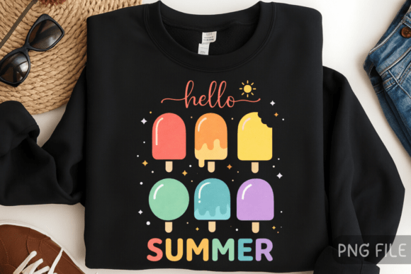 Download Hello Summer, Ice Cream PNG Design - Premium Bundle