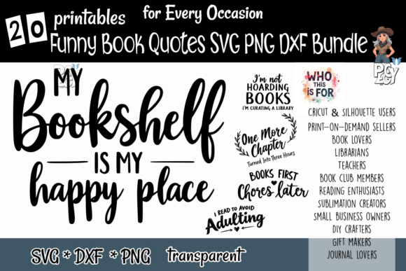 Download Funny Book Quotes SVG PNG DXF Bundle - Premium Resources